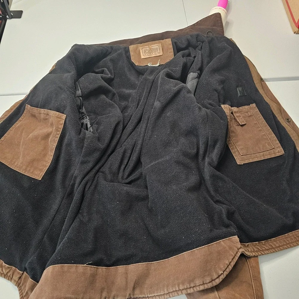 C.E. Schmidt Workwear Jacket Brown Duck Canvas L Fleece Lined Chore Ranch Barn